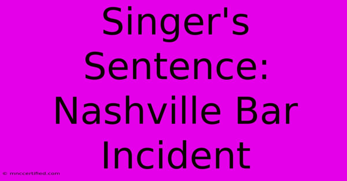 Singer's Sentence: Nashville Bar Incident