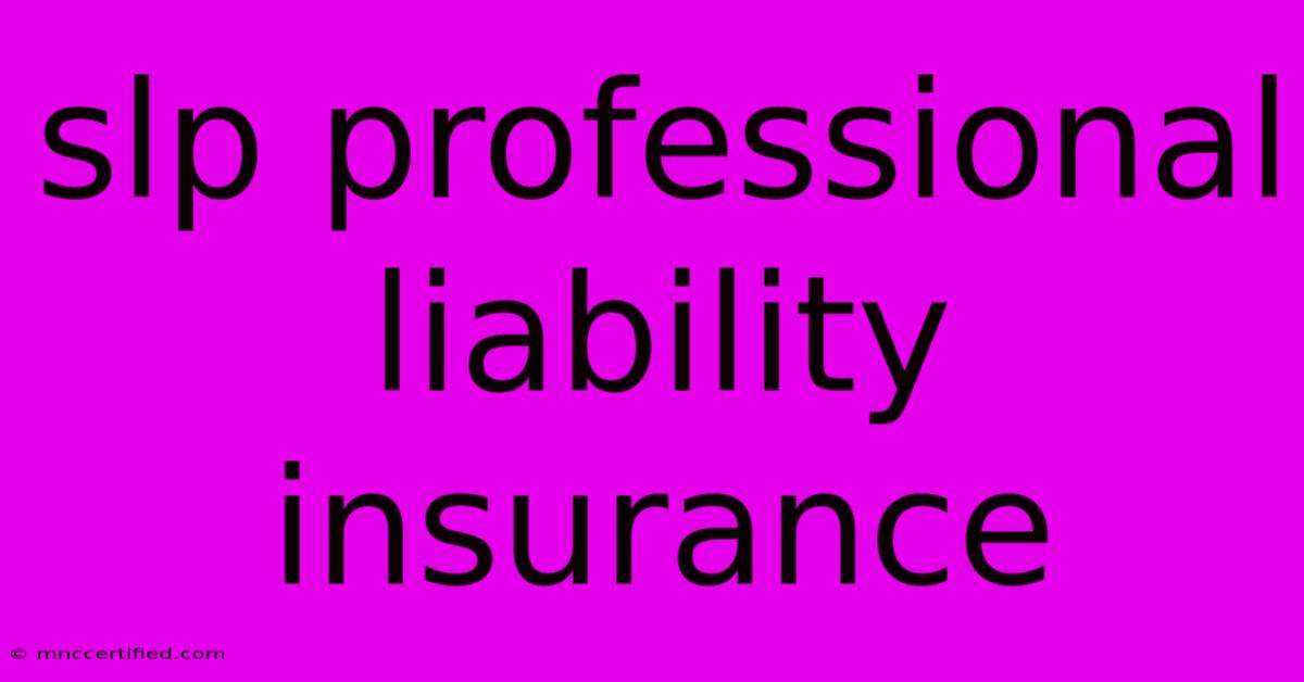 Slp Professional Liability Insurance