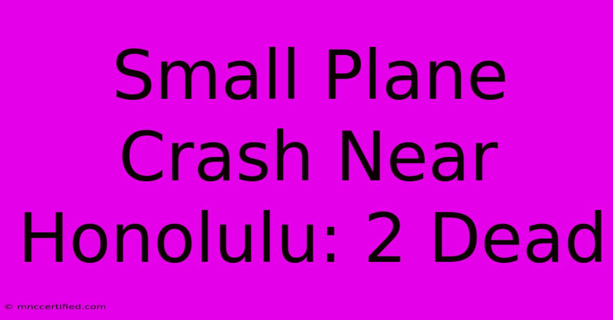 Small Plane Crash Near Honolulu: 2 Dead