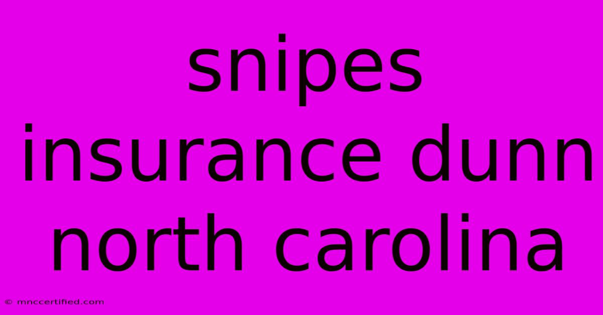 Snipes Insurance Dunn North Carolina