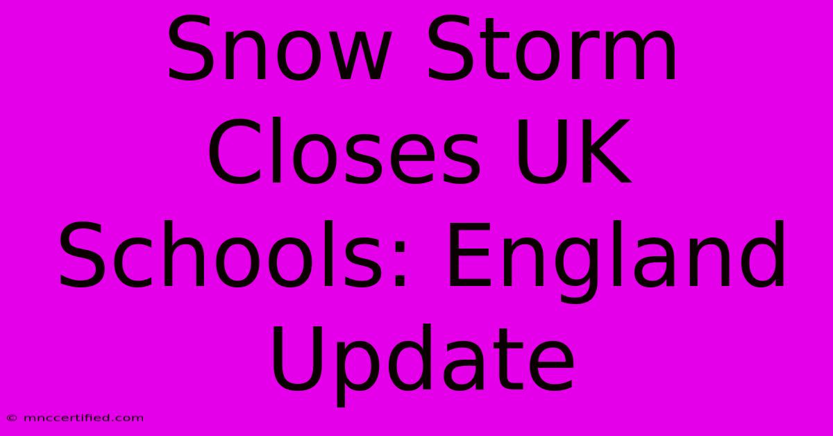 Snow Storm Closes UK Schools: England Update