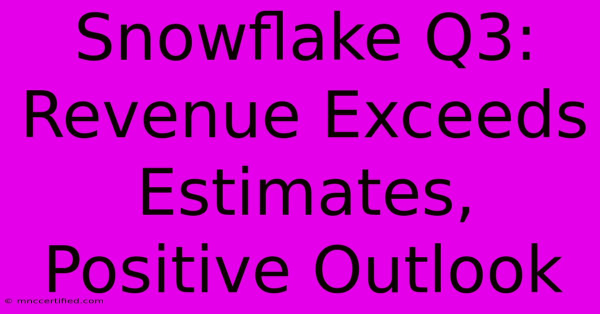 Snowflake Q3: Revenue Exceeds Estimates, Positive Outlook