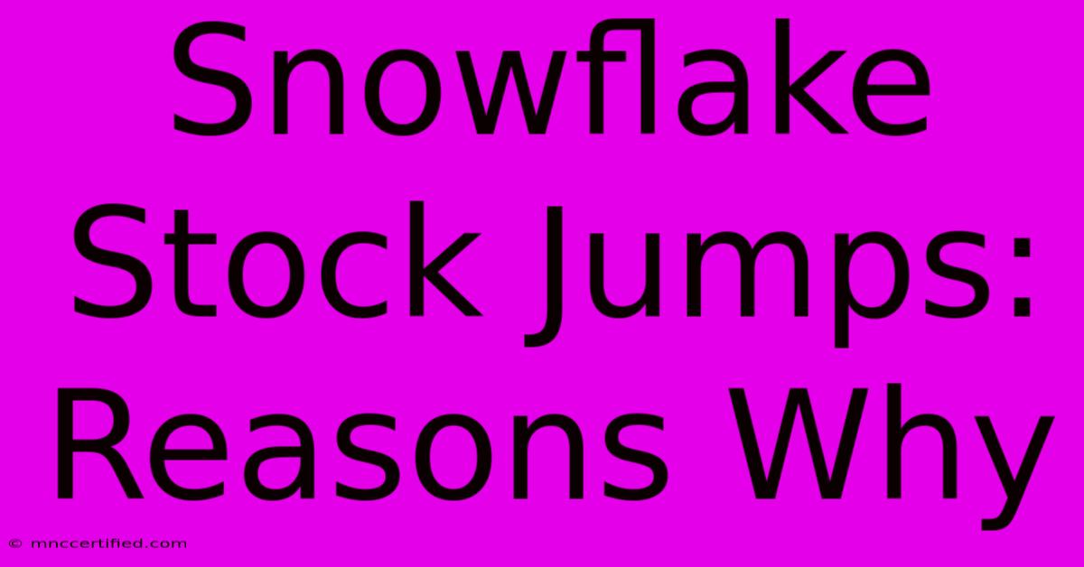 Snowflake Stock Jumps: Reasons Why