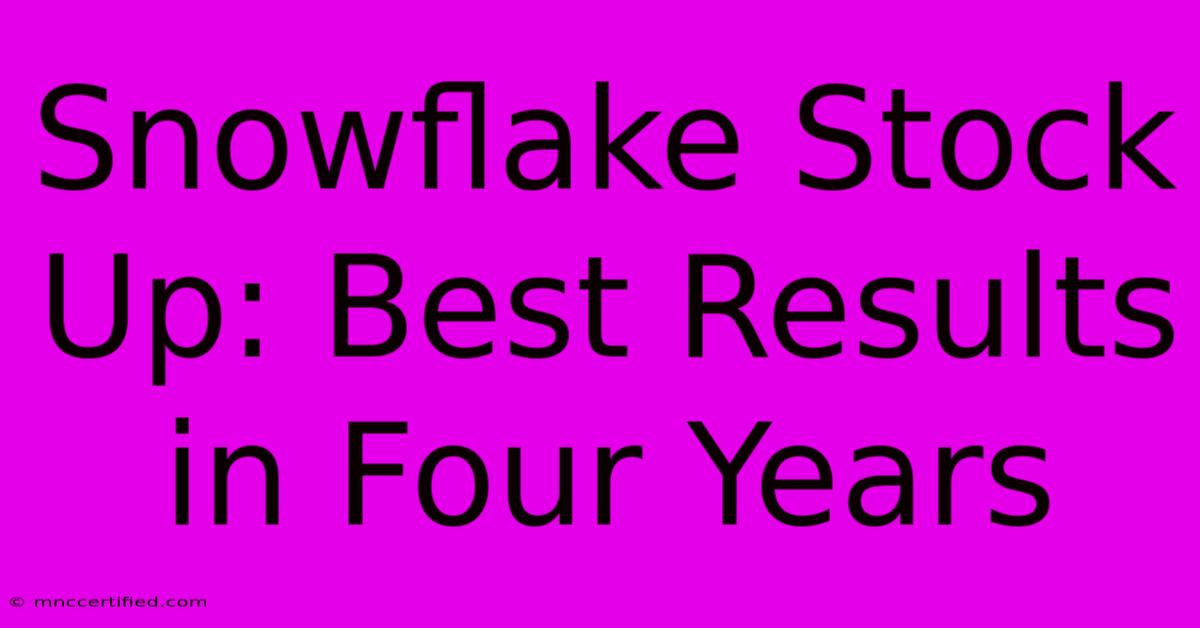 Snowflake Stock Up: Best Results In Four Years