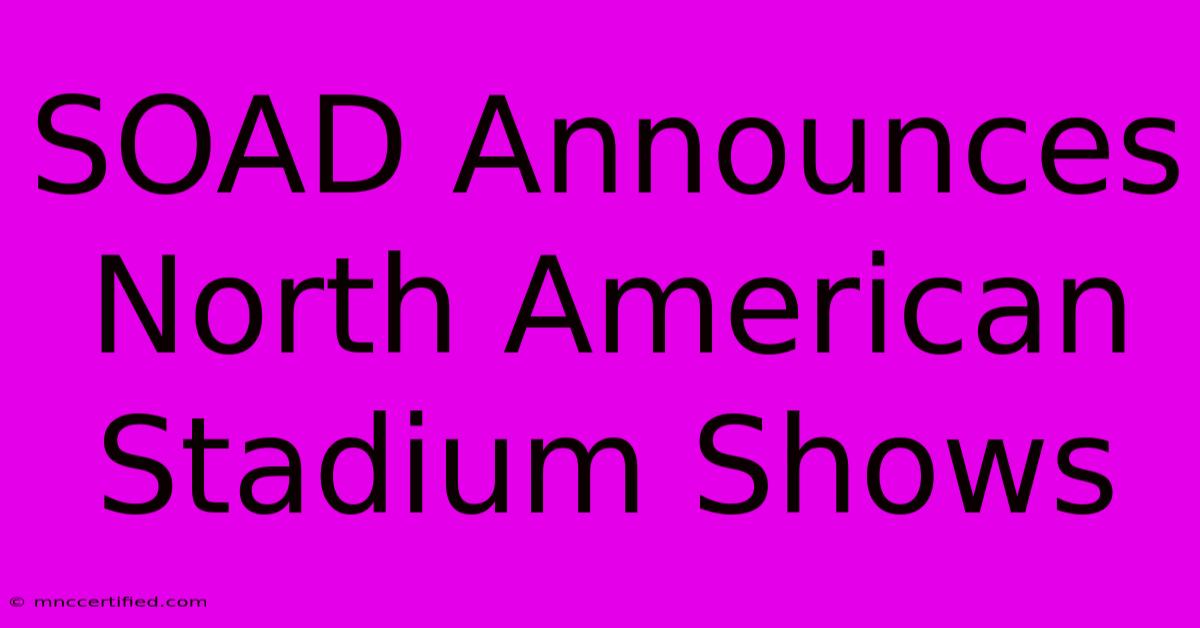 SOAD Announces North American Stadium Shows