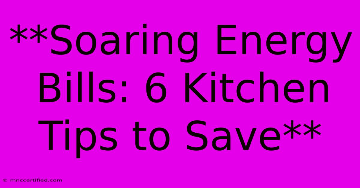 **Soaring Energy Bills: 6 Kitchen Tips To Save**