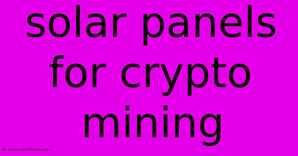 Solar Panels For Crypto Mining