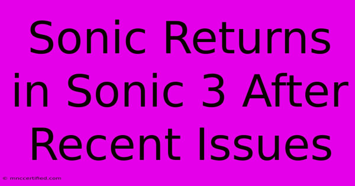 Sonic Returns In Sonic 3 After Recent Issues