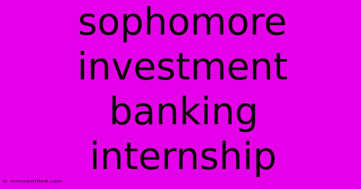 Sophomore Investment Banking Internship