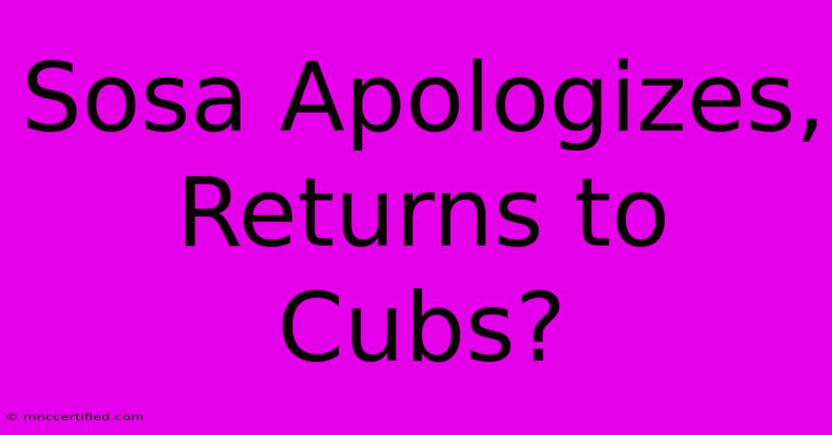 Sosa Apologizes, Returns To Cubs?