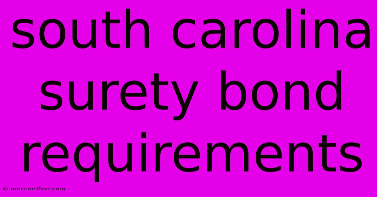 South Carolina Surety Bond Requirements