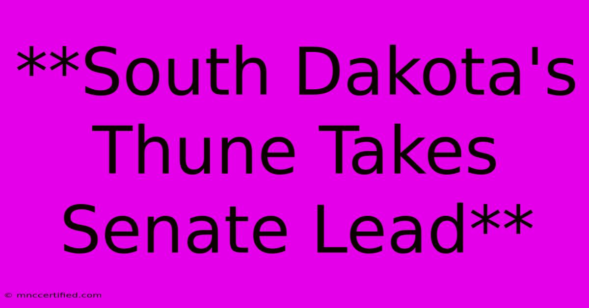 **South Dakota's Thune Takes Senate Lead**