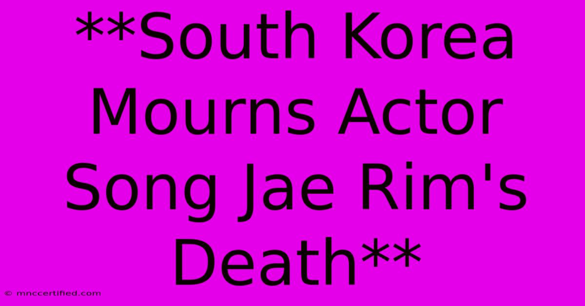 **South Korea Mourns Actor Song Jae Rim's Death**