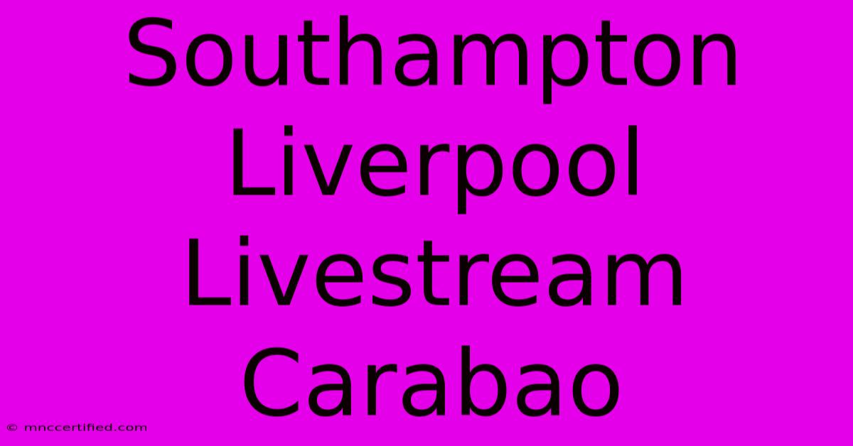 Southampton Liverpool Livestream Carabao