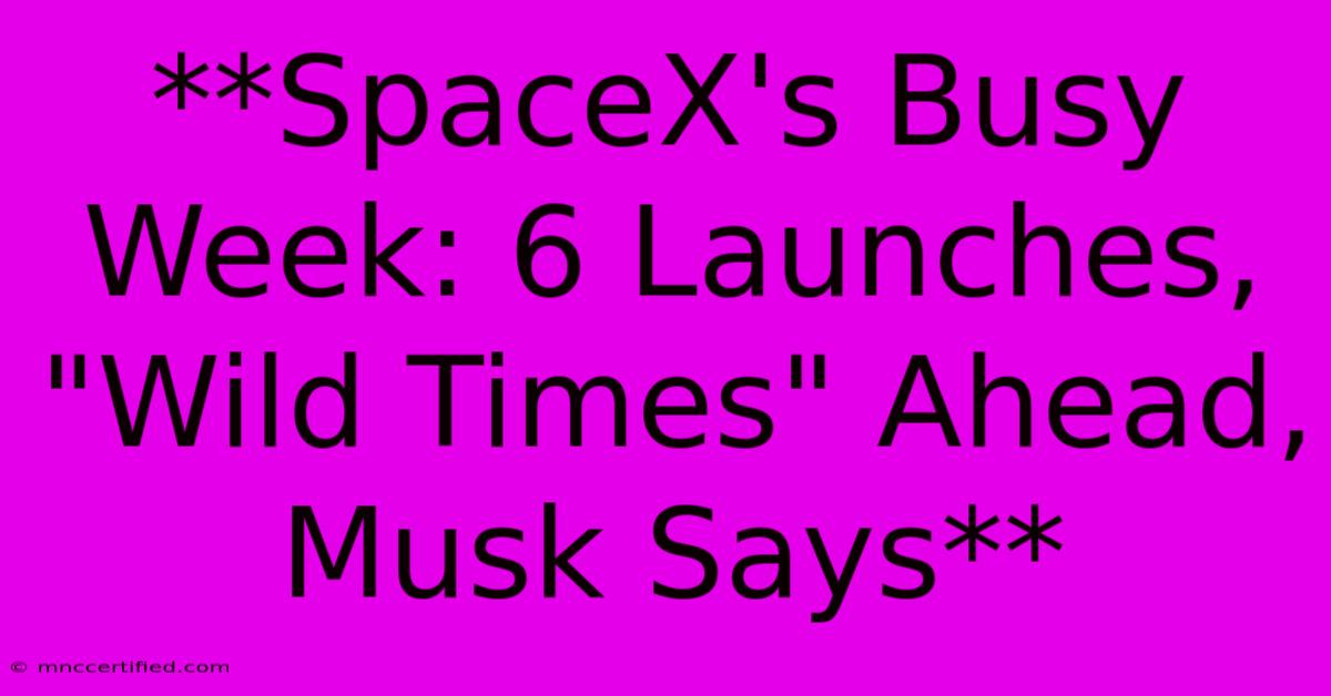 **SpaceX's Busy Week: 6 Launches, 