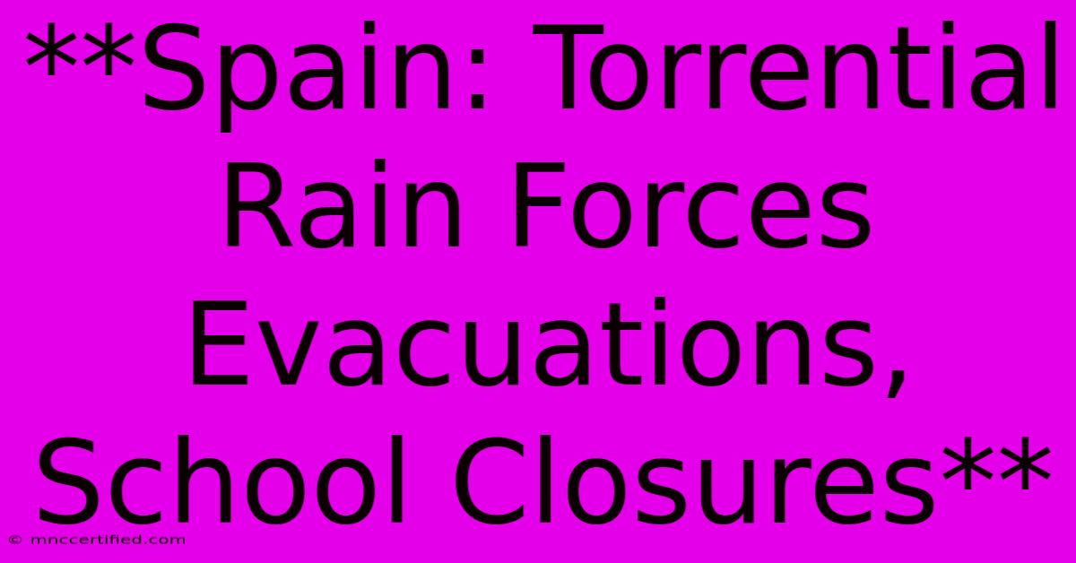 **Spain: Torrential Rain Forces Evacuations, School Closures**