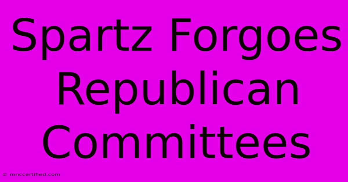 Spartz Forgoes Republican Committees