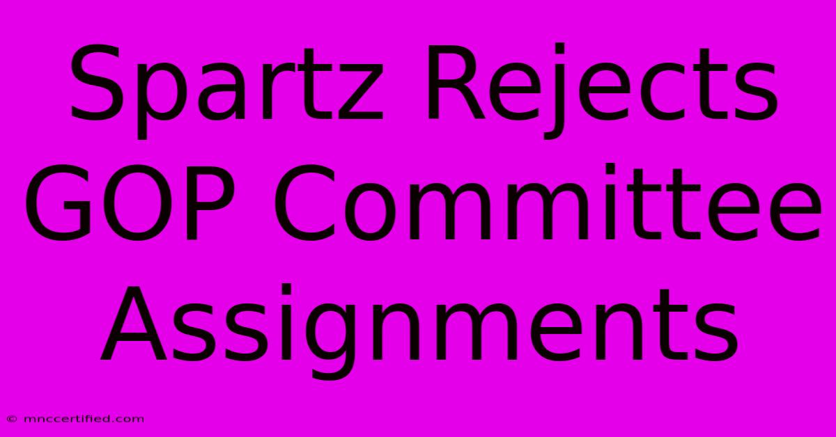 Spartz Rejects GOP Committee Assignments