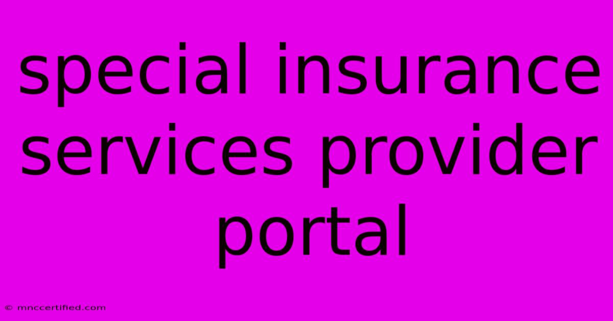 Special Insurance Services Provider Portal