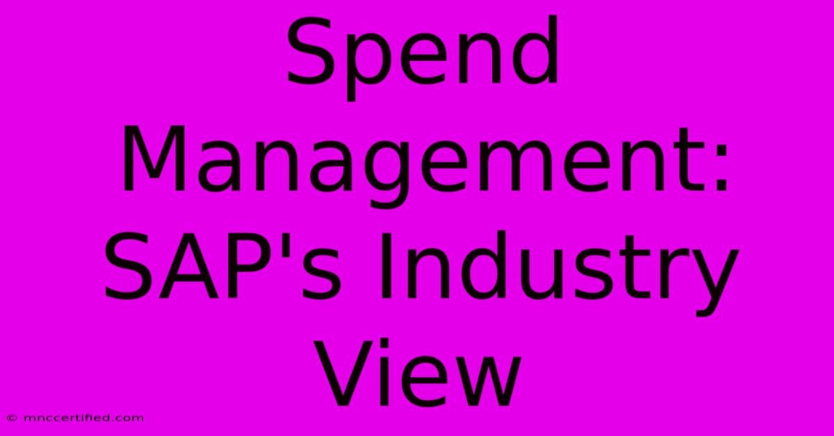 Spend Management:  SAP's Industry View