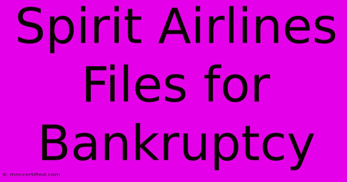 Spirit Airlines Files For Bankruptcy