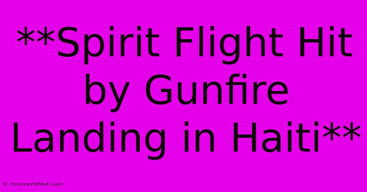 **Spirit Flight Hit By Gunfire Landing In Haiti**