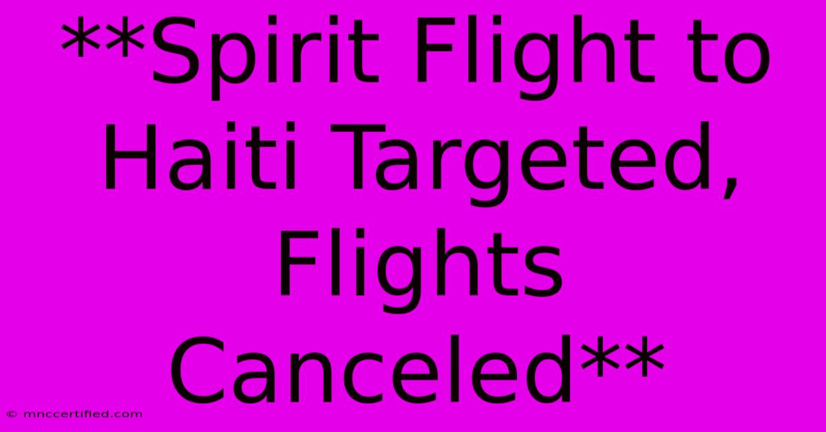 **Spirit Flight To Haiti Targeted, Flights Canceled**