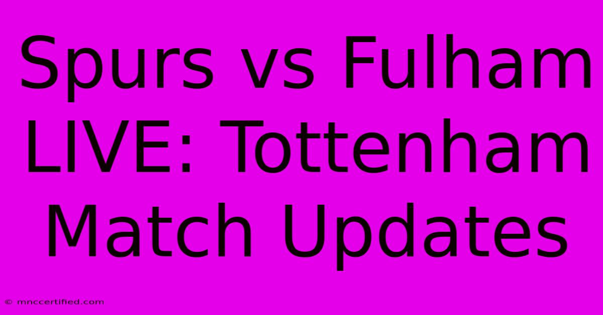 Spurs Vs Fulham LIVE: Tottenham Match Updates