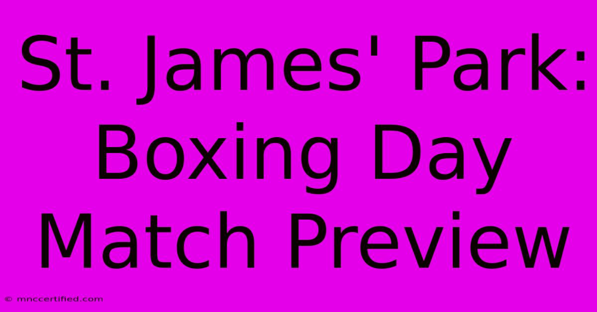 St. James' Park: Boxing Day Match Preview