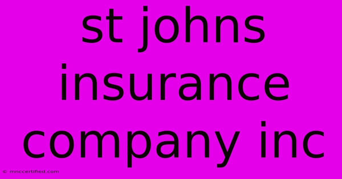 St Johns Insurance Company Inc