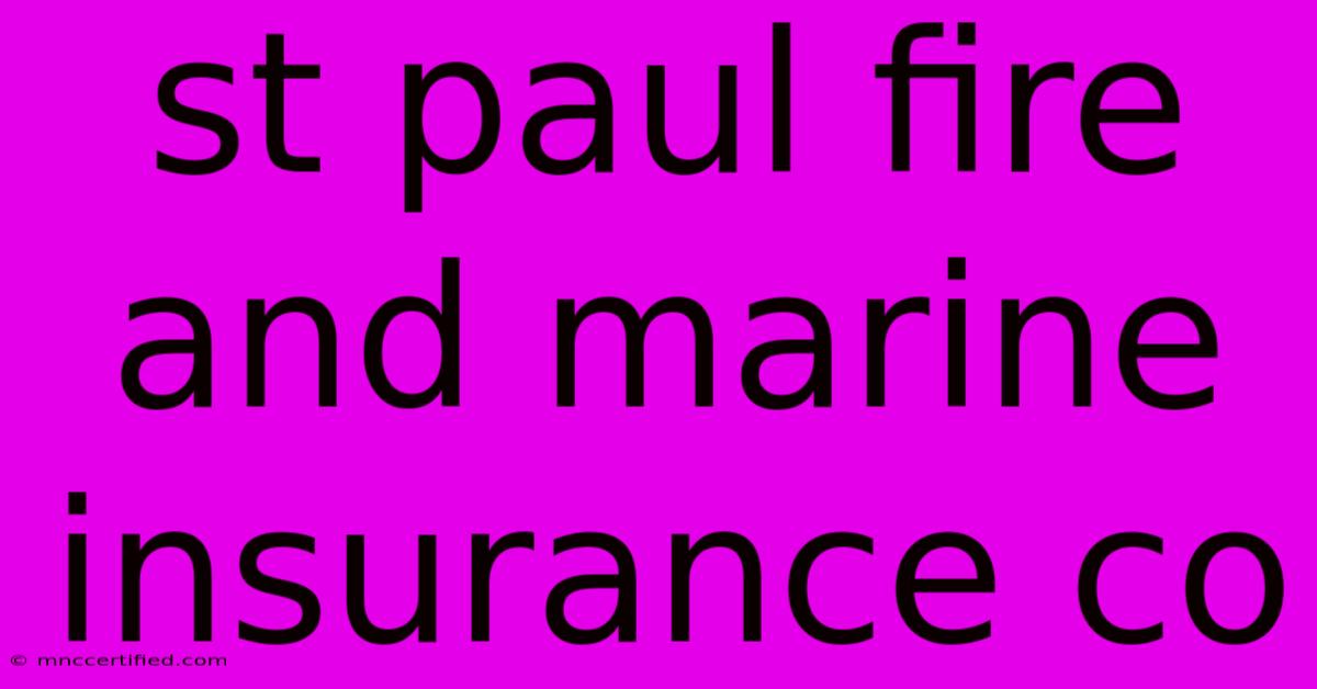 St Paul Fire And Marine Insurance Co