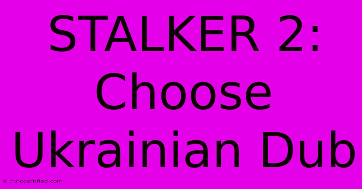 STALKER 2: Choose Ukrainian Dub