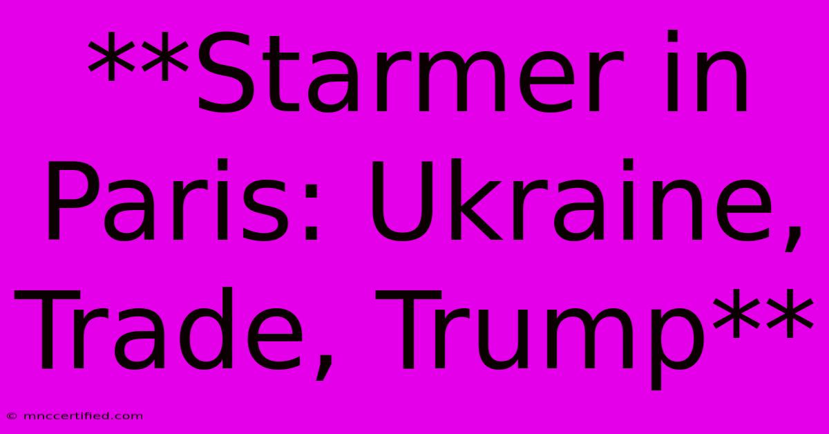 **Starmer In Paris: Ukraine, Trade, Trump**