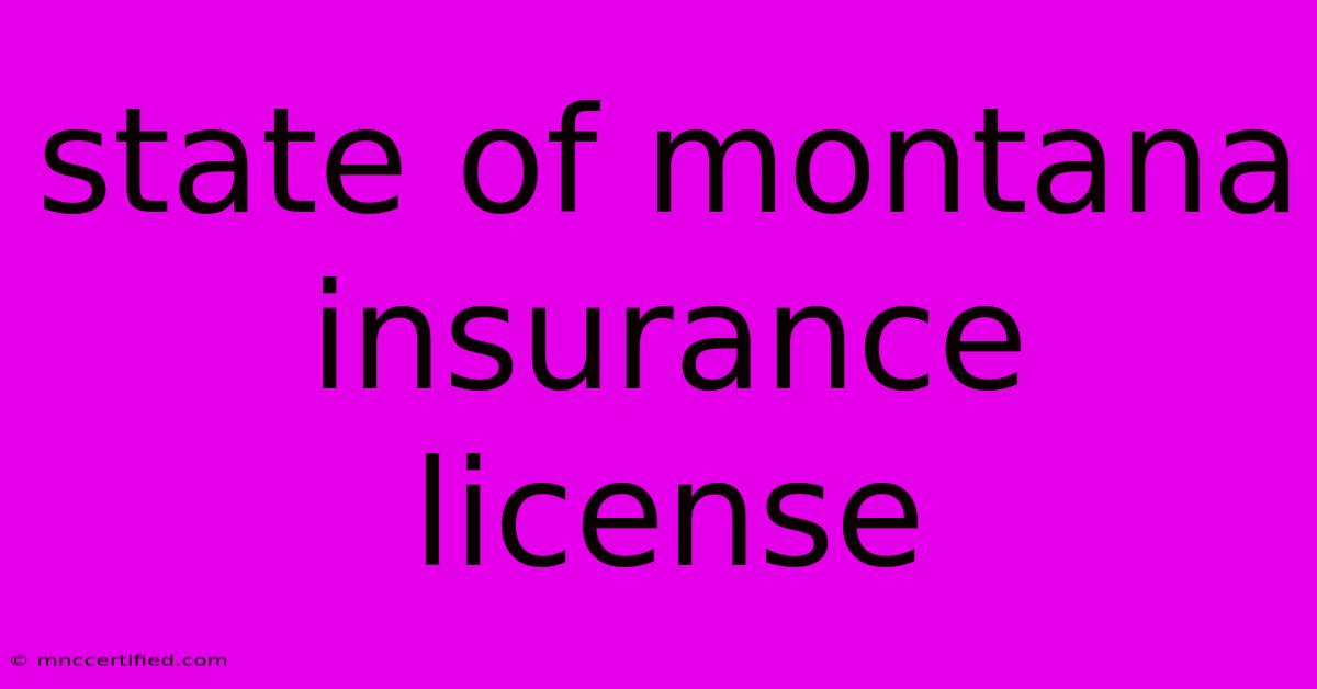 State Of Montana Insurance License