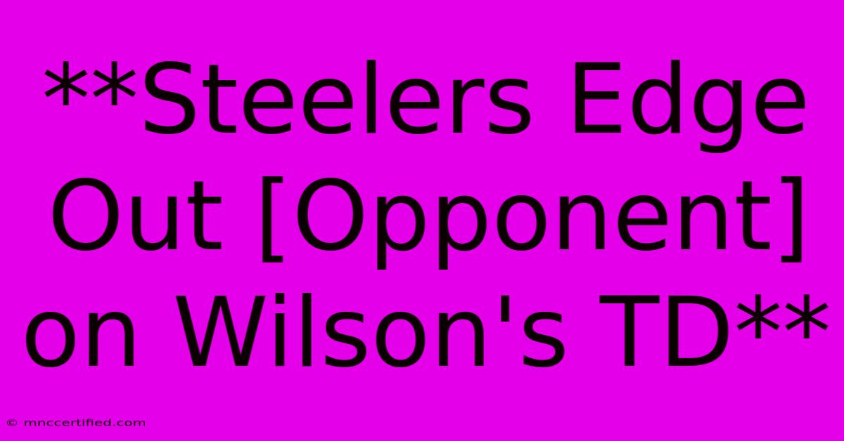 **Steelers Edge Out [Opponent] On Wilson's TD** 