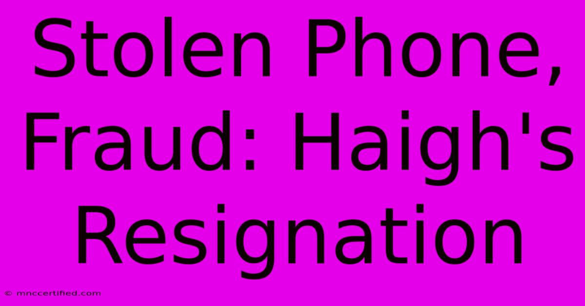 Stolen Phone, Fraud: Haigh's Resignation