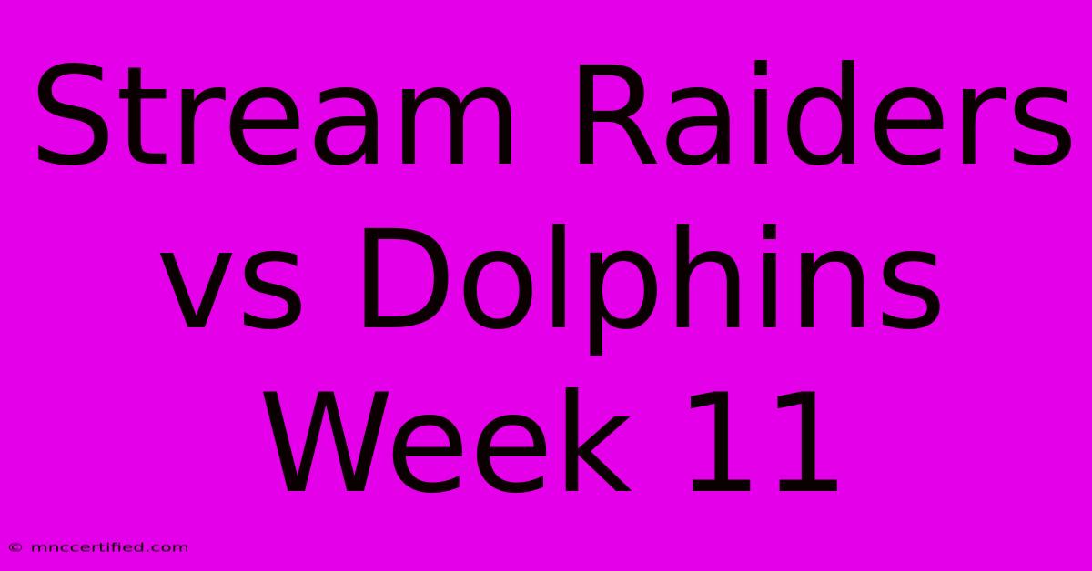 Stream Raiders Vs Dolphins Week 11