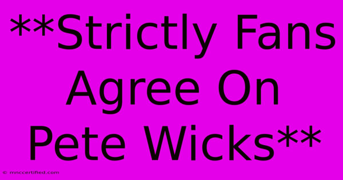 **Strictly Fans Agree On Pete Wicks**