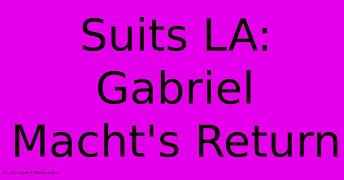 Suits LA: Gabriel Macht's Return