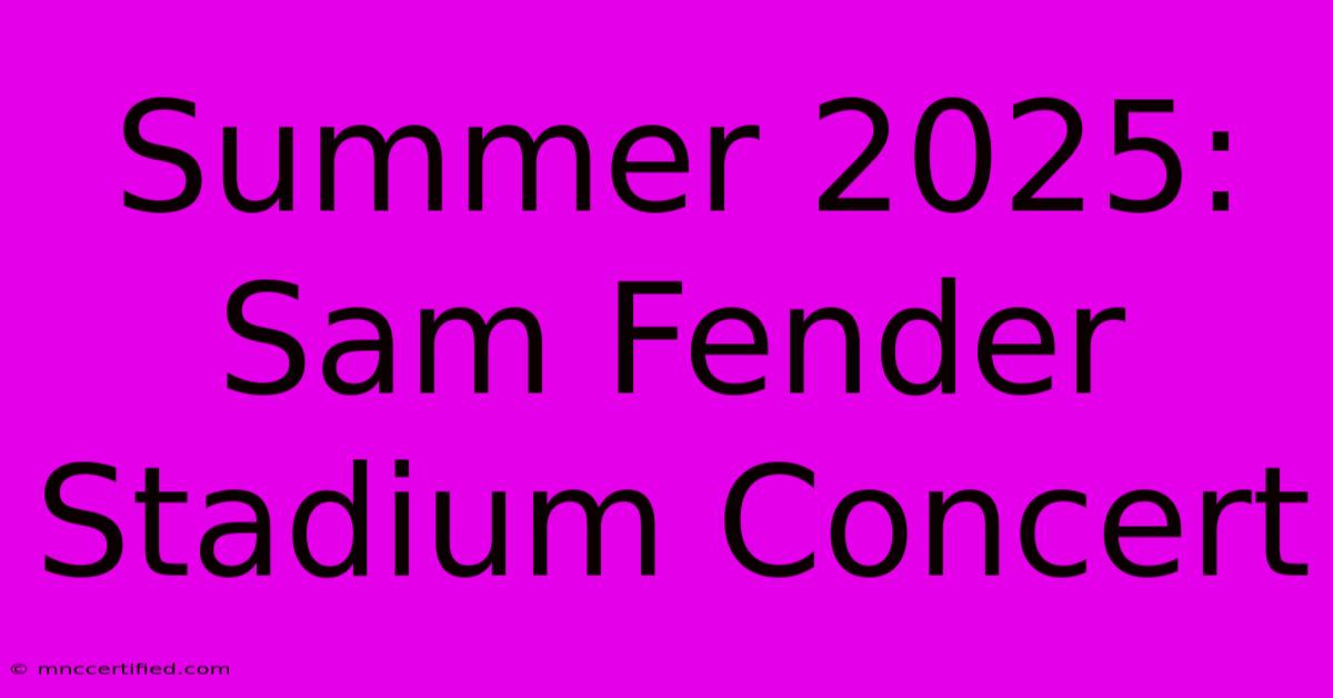 Summer 2025: Sam Fender Stadium Concert