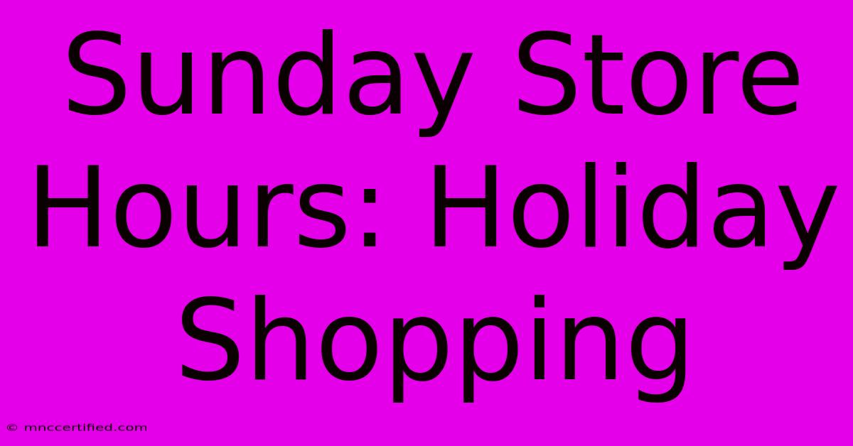 Sunday Store Hours: Holiday Shopping