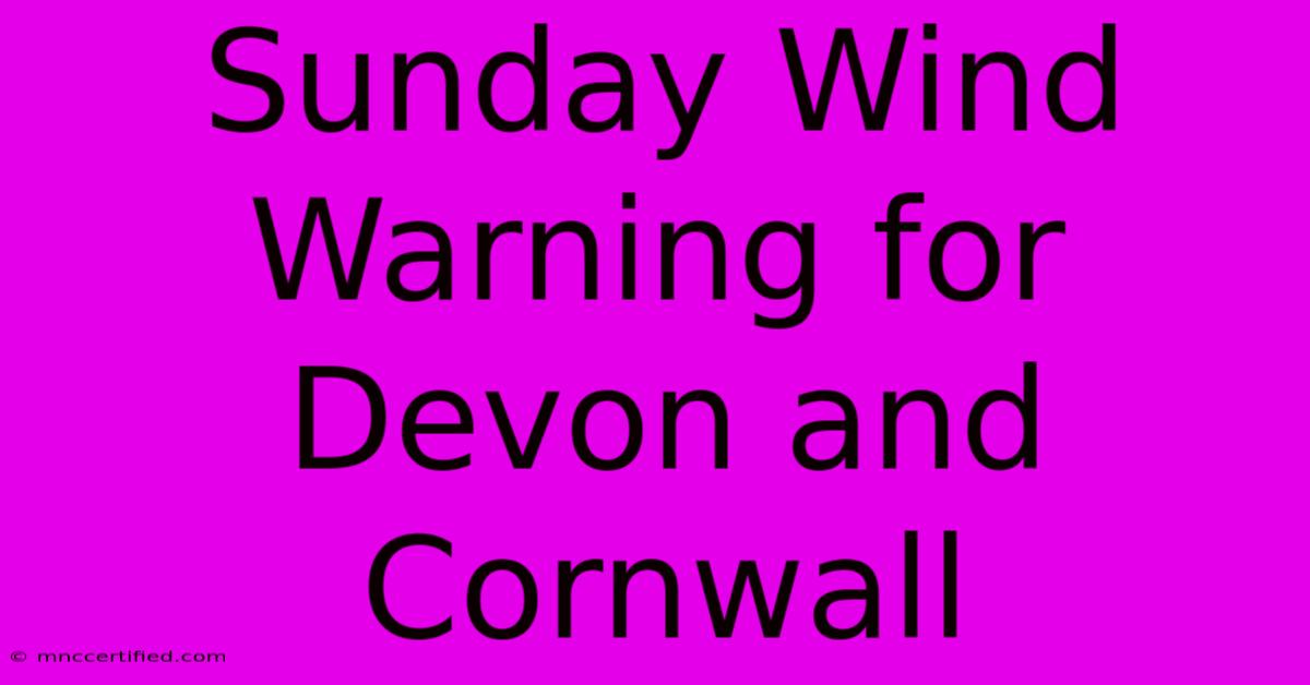 Sunday Wind Warning For Devon And Cornwall