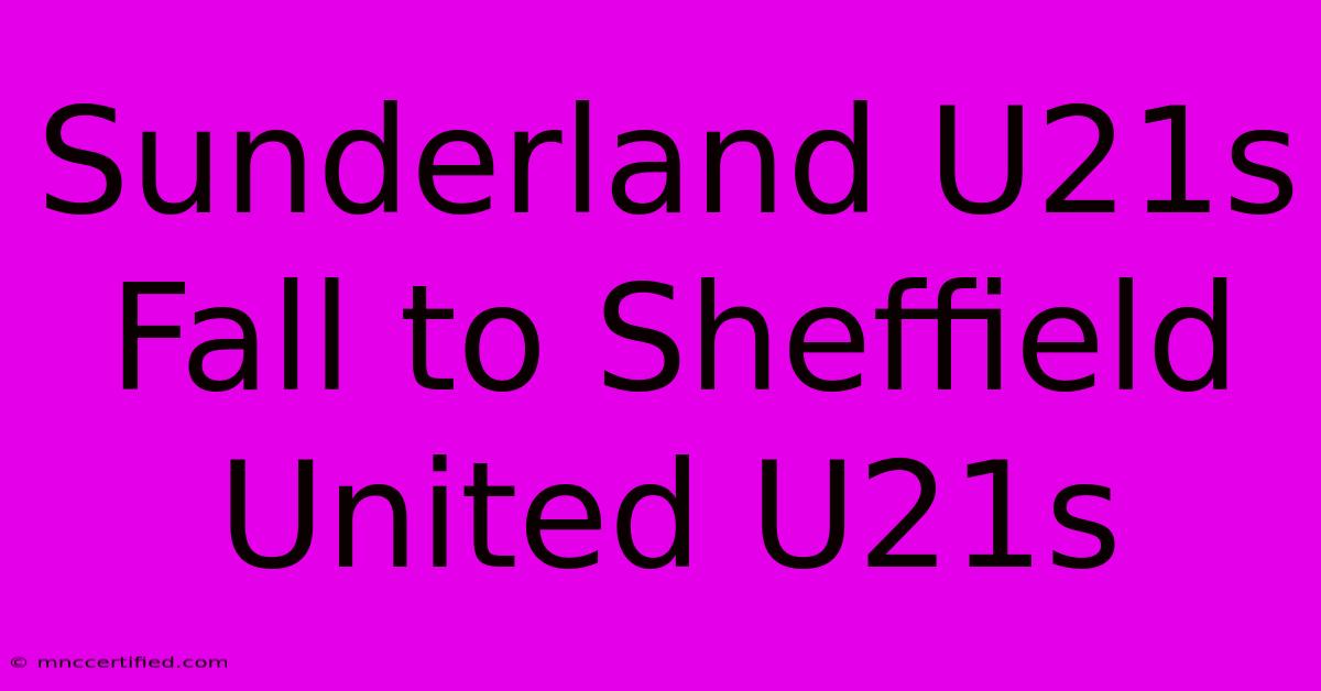 Sunderland U21s Fall To Sheffield United U21s