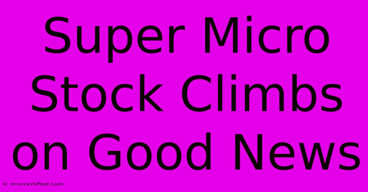 Super Micro Stock Climbs On Good News