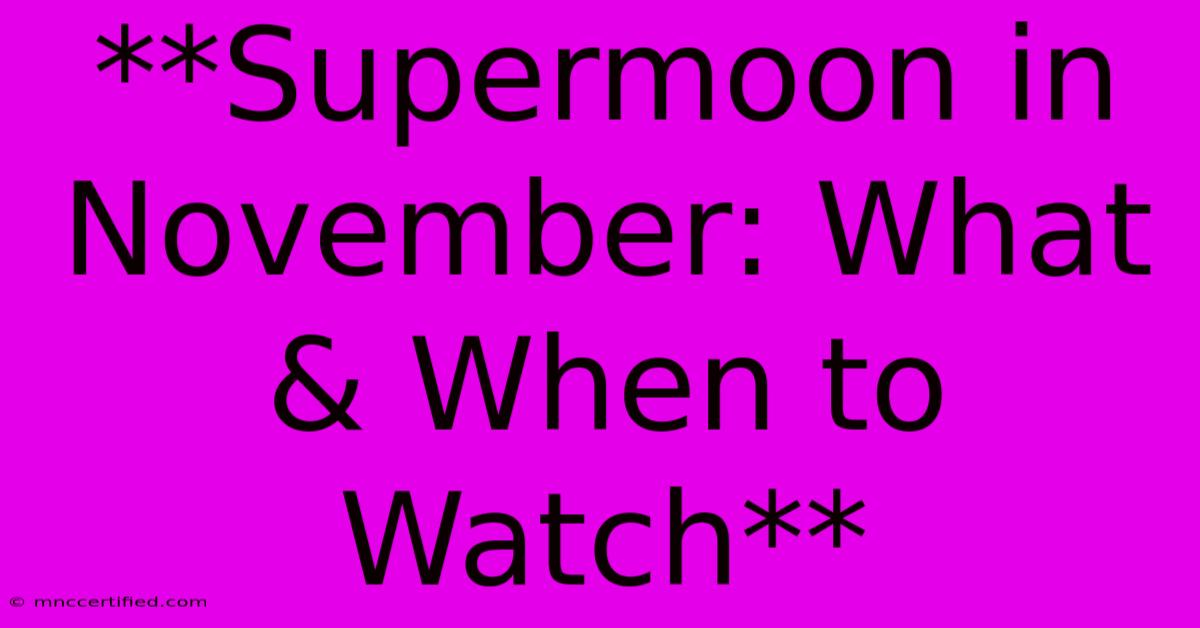 **Supermoon In November: What & When To Watch**