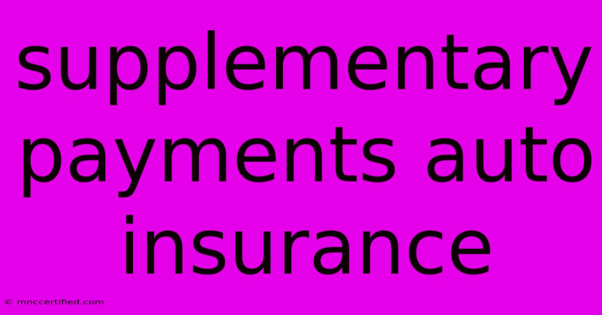 Supplementary Payments Auto Insurance