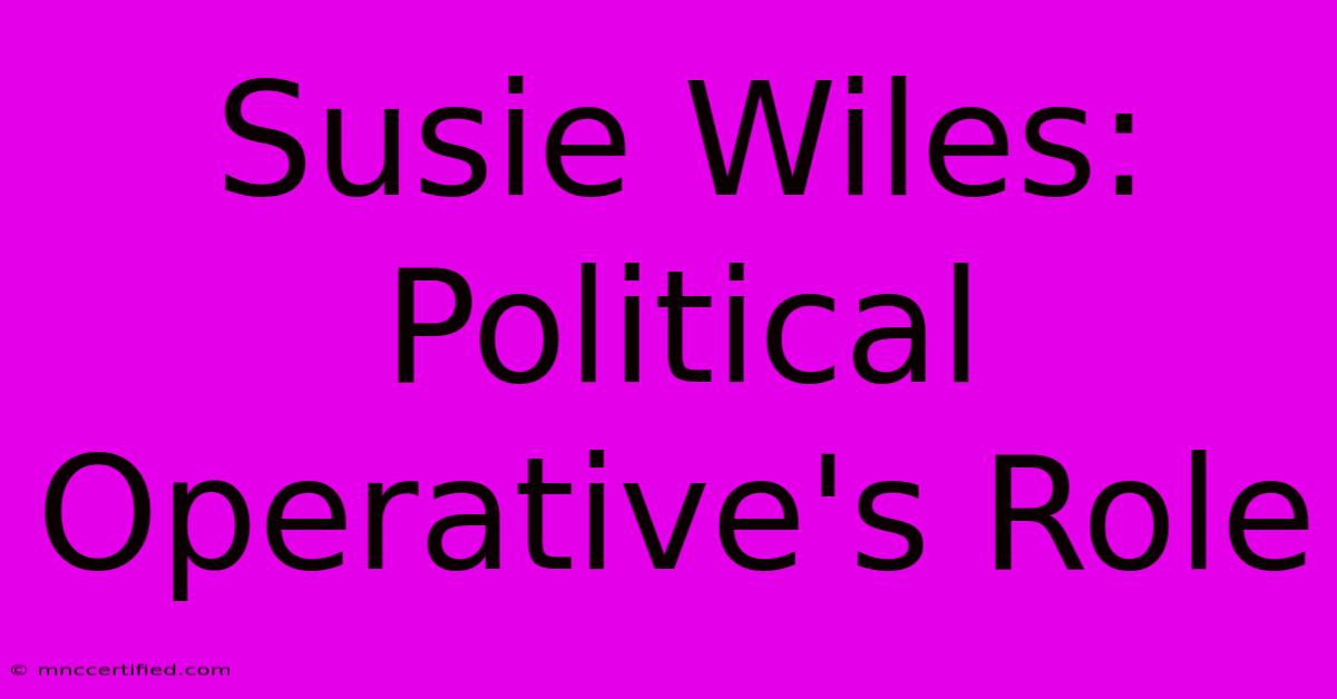 Susie Wiles: Political Operative's Role