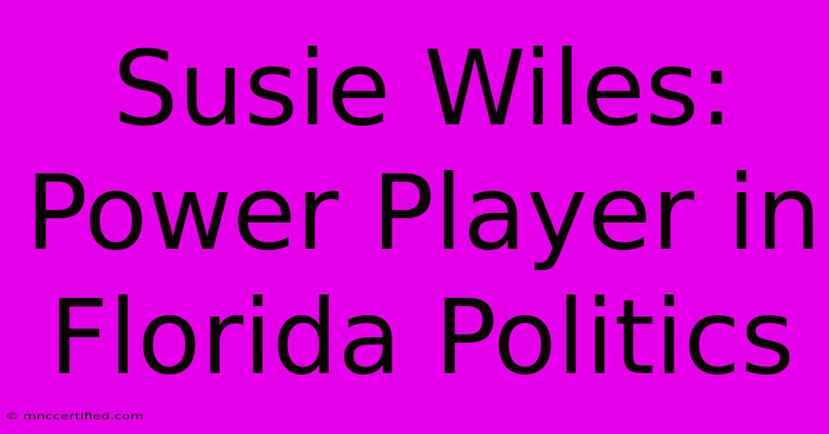 Susie Wiles: Power Player In Florida Politics