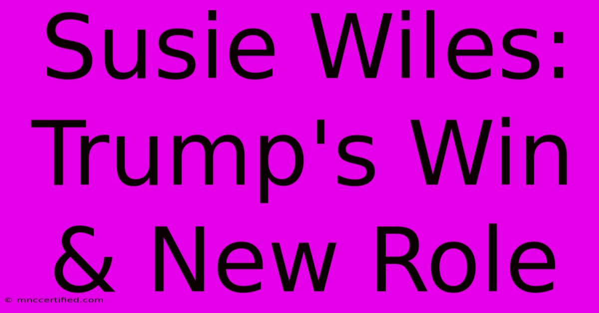 Susie Wiles: Trump's Win & New Role