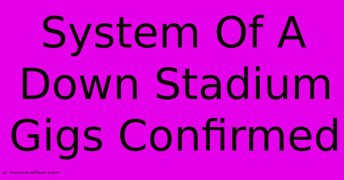 System Of A Down Stadium Gigs Confirmed